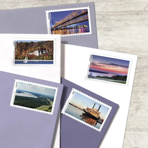 Forever Stamps 2022 Mighty Mississippi-Scenic Waterways, First-Class Postage