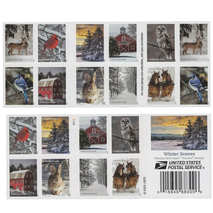 Forever Stamps 2020 Winter Scenes-Seasonal Celebration, First-Class Postage