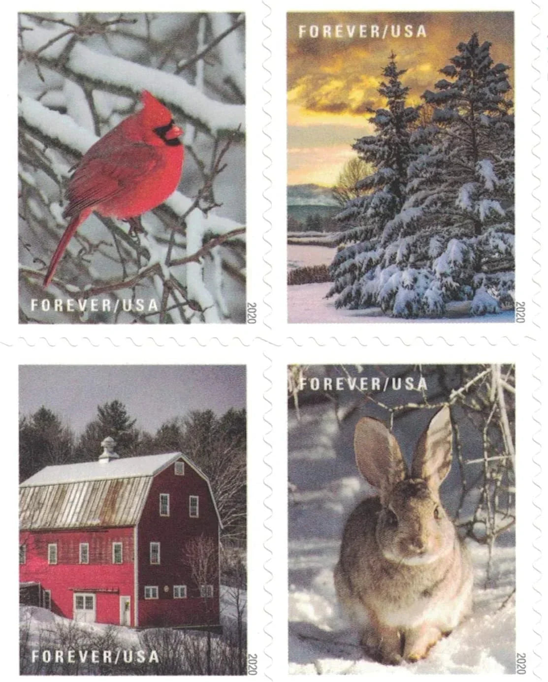 Forever Stamps 2020 Winter Scenes-Seasonal Celebration, First-Class Postage