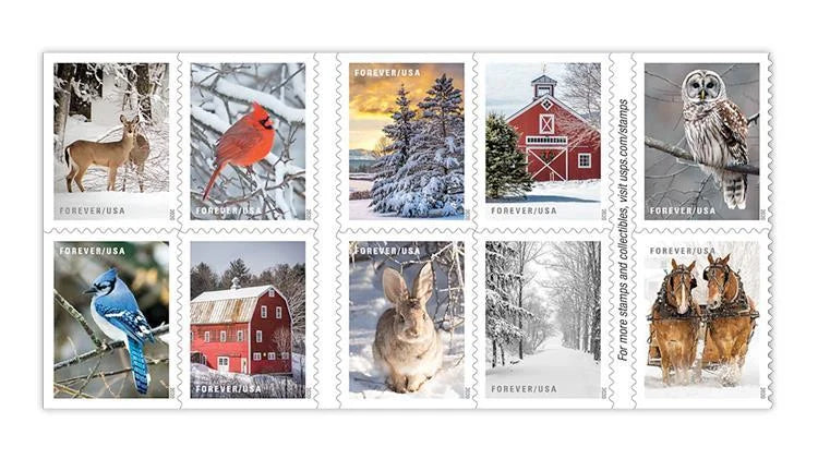 Forever Stamps 2020 Winter Scenes-Seasonal Celebration, First-Class Postage
