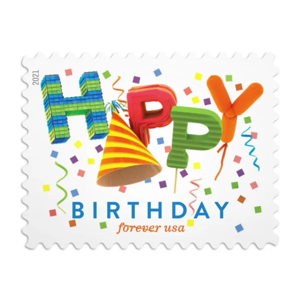 Forever Stamps 2021 Happy Birthday-Celebration, First-Class Postage