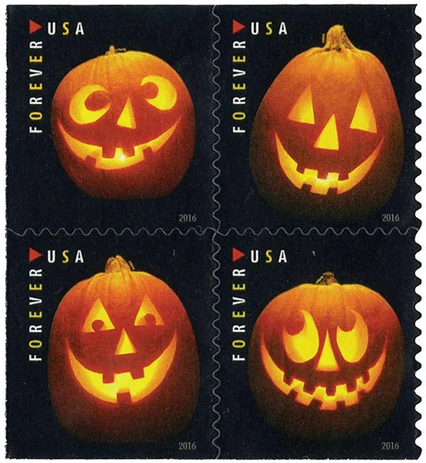Forever Stamps 2016 Jack-O¡¯-Lanterns-Halloween Holiday, First-Class Postage