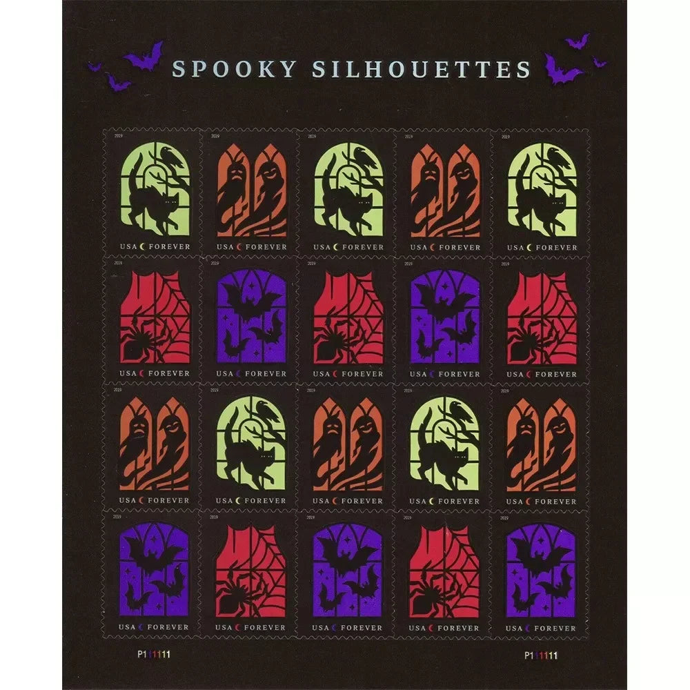 Forever Stamps 2019 Spooky Silhouettes-Halloween Holiday, First-Class Postage
