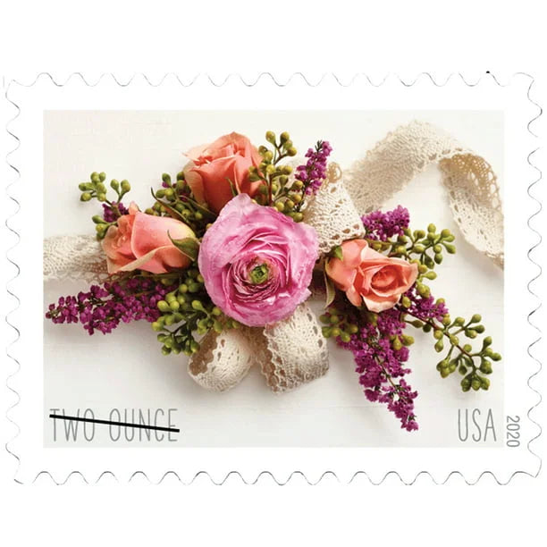 Two-Ounce Stamps 2020 Garden Corsage-Wedding Mail, First-Class Rate