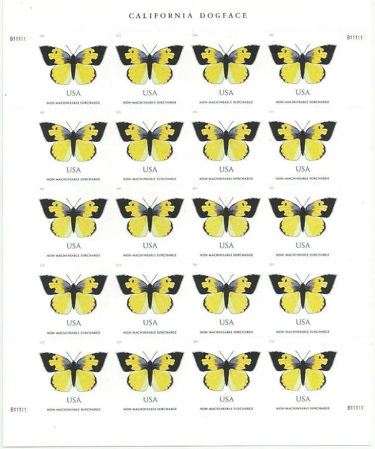 $1.12 Stamps 2019 California Dogface Butterfly-Non-Machinable Surcharge, First-Class Rate