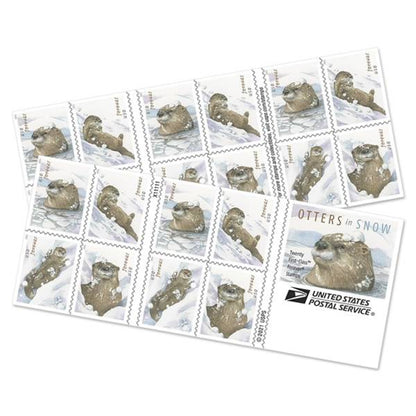 Forever Stamps 2021 Otters in Snow-Nature, First-Class Postage