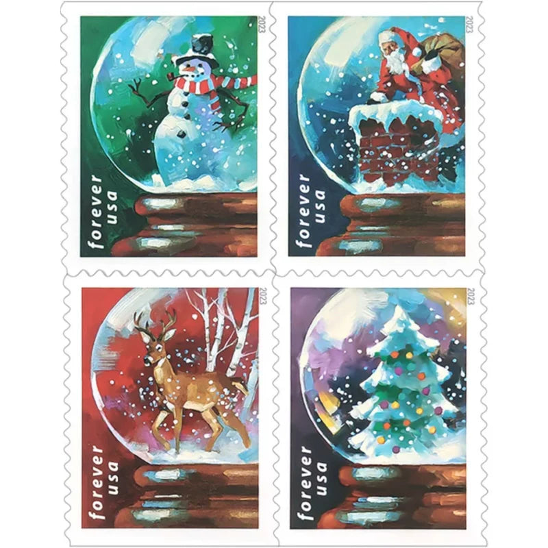 Forever Stamps 2023 Snow Globes-Winter Holiday Collection, First-Class Postage