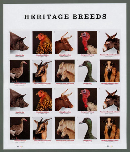 Forever Stamps 2021 Heritage Breeds-Nature Series, First-Class Postage