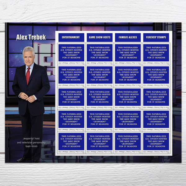 Forever Stamps 2024 Alex Trebek-Jeopardy! Host, Commemorative Issue, First-Class Postage