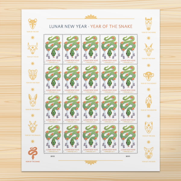 Forever Stamps 2025 Lunar New Year-Year of the Snake, Holiday Celebration, First-Class Postage